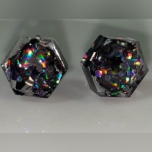 Dark Glitter Stud Earrings